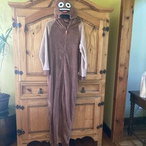 Poop Emoji brown hooded one piece pajamas size XL (16/18)